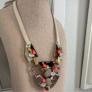 J. Crew Cream, Coral & Pink Geometric Bib Necklace